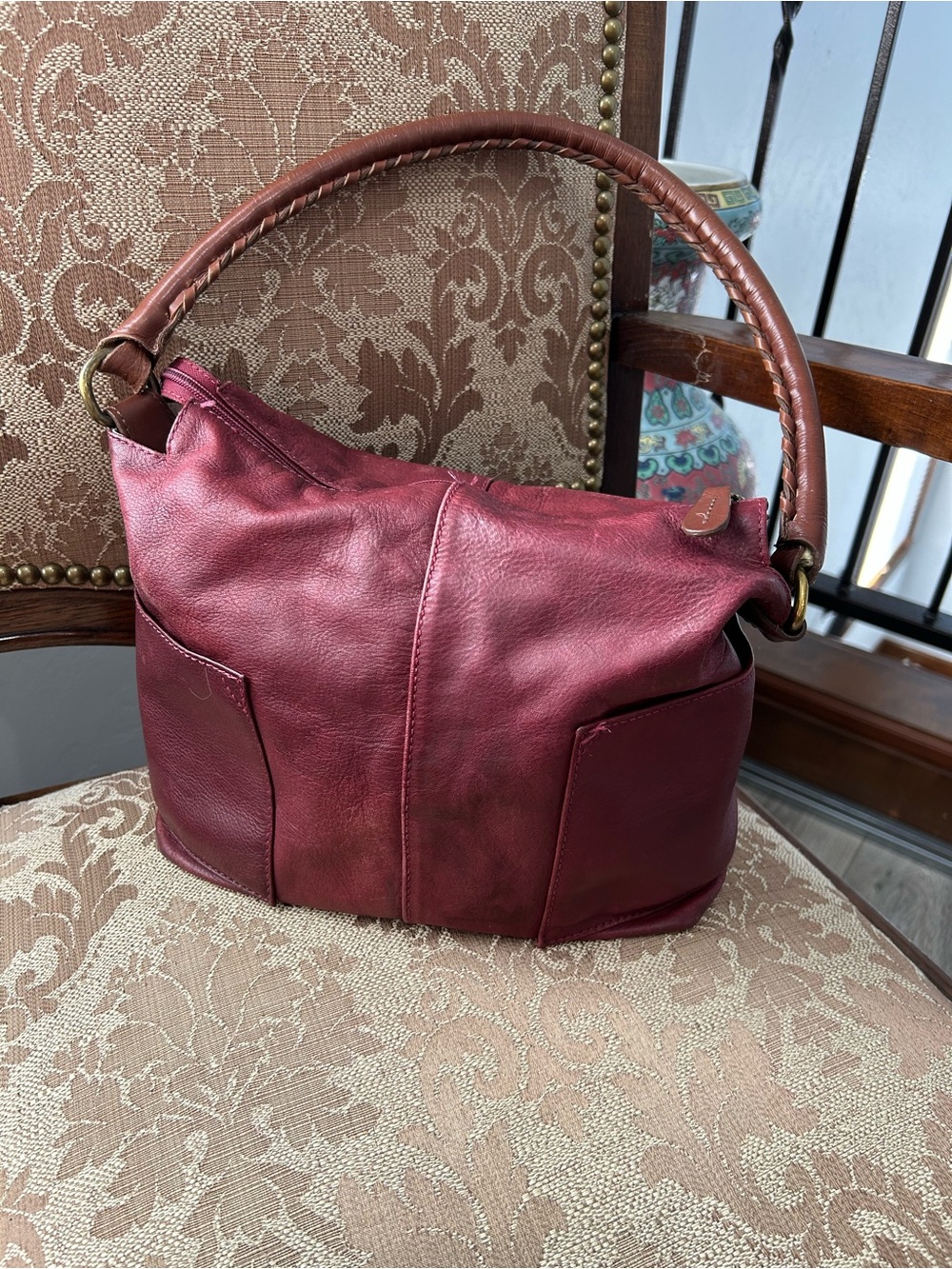 Sundance red / burgundy leather Shoulder bag